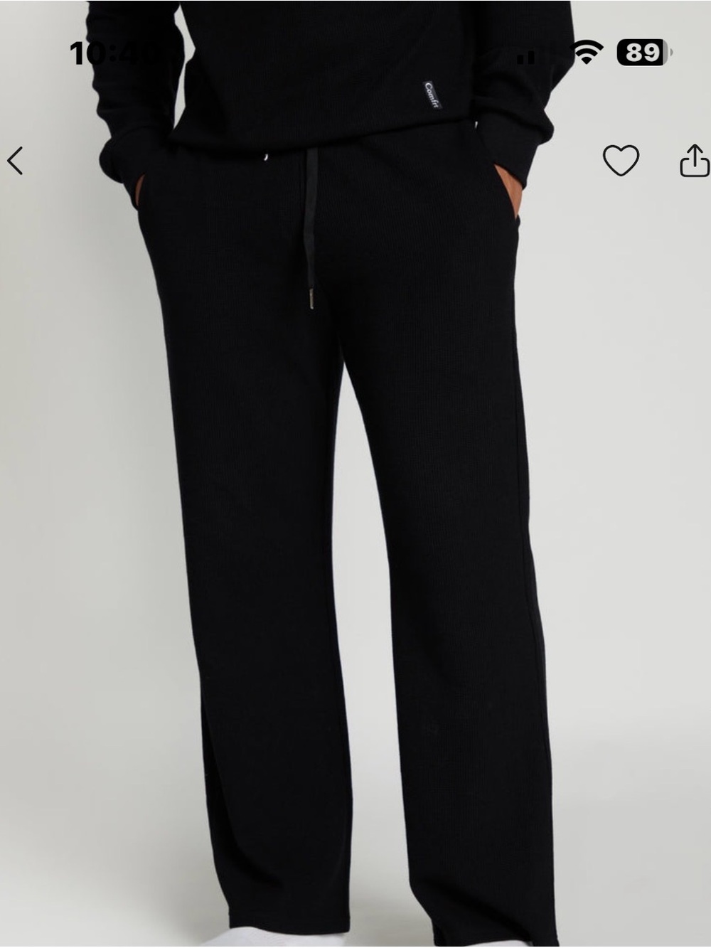 Comfrt Waffle Knit Pants in Onyx Black